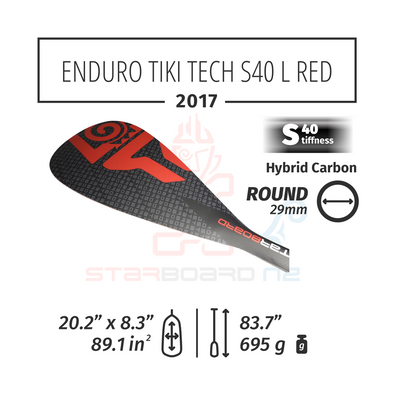 2017 STARBOARD SUP ENDURO 2.0 TIKI TECH WITH ROUND  HYBRID CARBON S40 - L RED