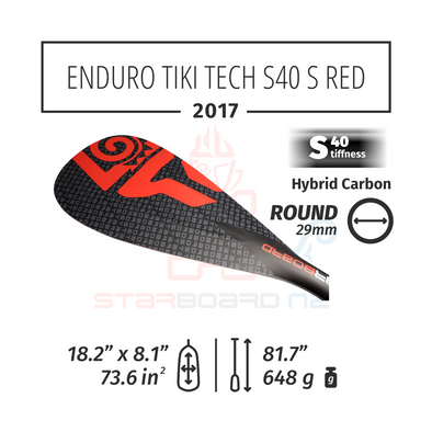 2017 STARBOARD SUP ENDURO 2.0 TIKI TECH WITH ROUND  HYBRID CARBON S40 - S - RED