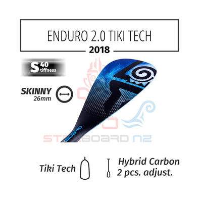 2018 STARBOARD SUP ENDURO 2.0 TIKI TECH WITH SKINNY HYBRID CARBON 2 PCS  ADJUSTABLE S40 -