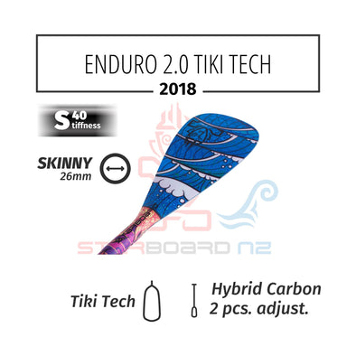 2018 STARBOARD SUP ENDURO 2.0 SONNI WAVE WITH SKINNY HYBRID CARBON 2 PCS ADJUSTABLE S40